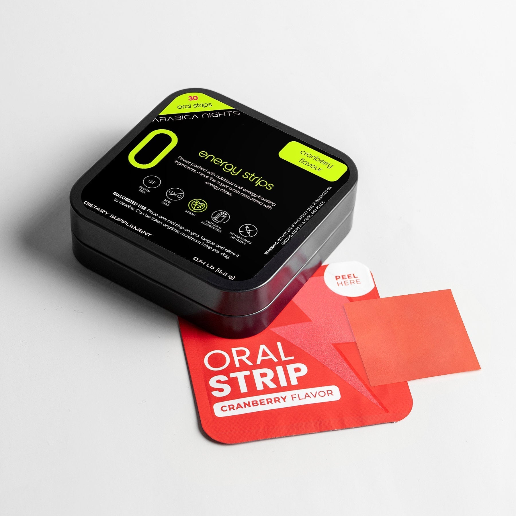 Oral strips for sustained energy, focus and mental clarity