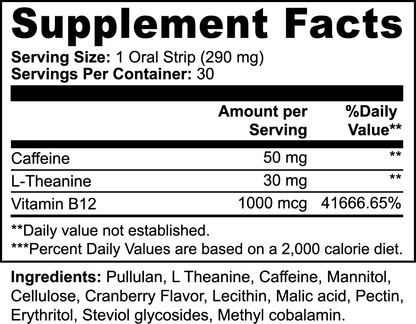 Energy Oral Strips: With Green Tea Caffeine & L-Theanine