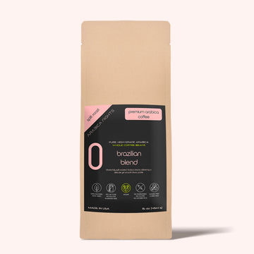 Rich and aromatic Brazilian blend split-roasted Arabica coffee beans in our generous sized 16 oz bag