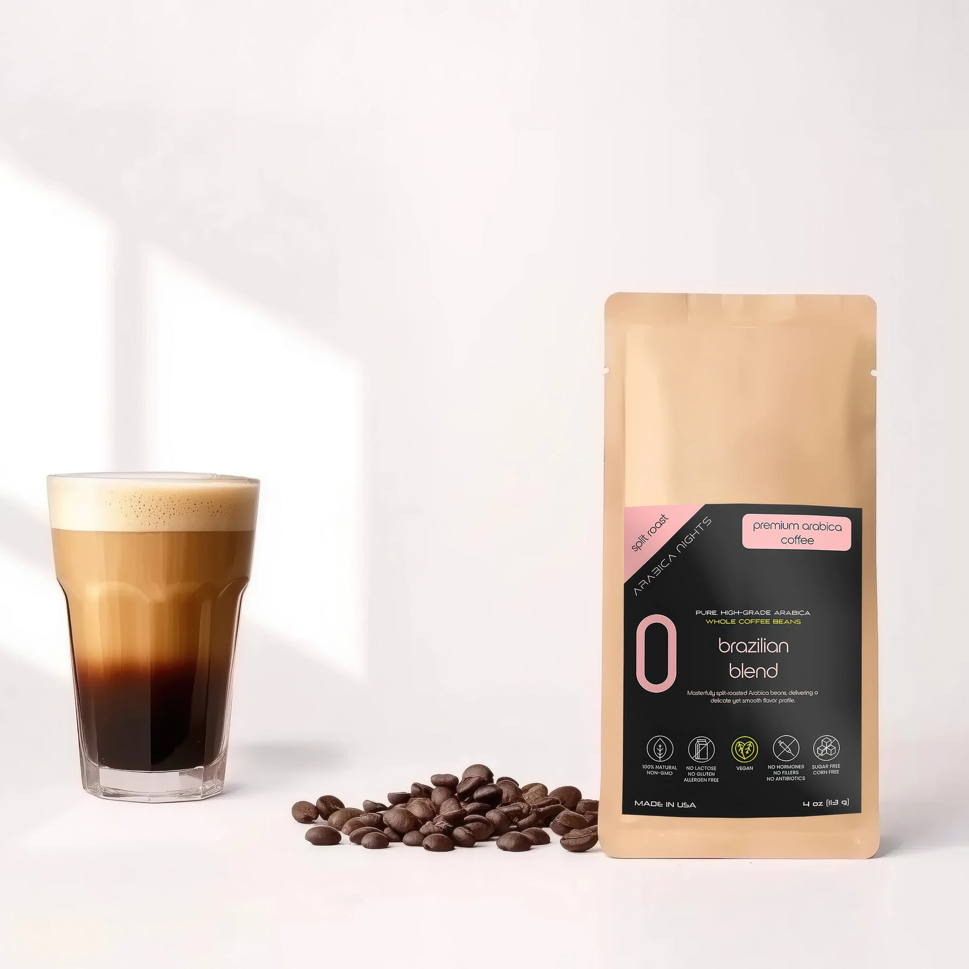 Riach, aromatic Brazilian blend split-roasted Arabica coffee beans in 4 oz bag, perfect for any occasion.