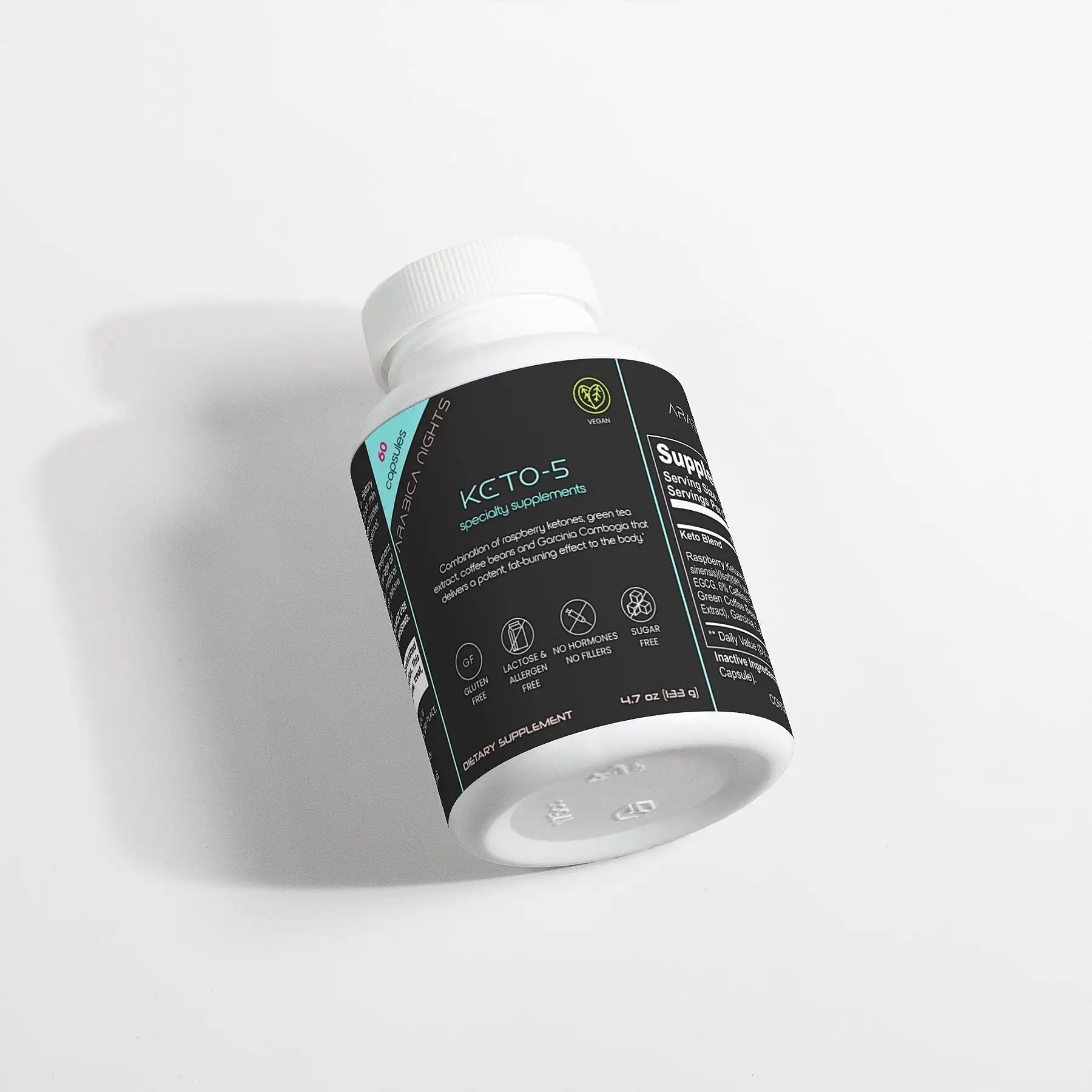 Keto 5 specialty supplements, side view